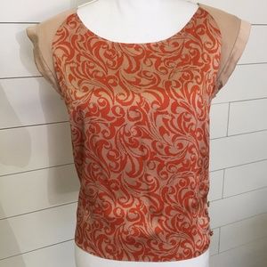 Mayle Printed Silk Charmeause Cap Sleeve Top